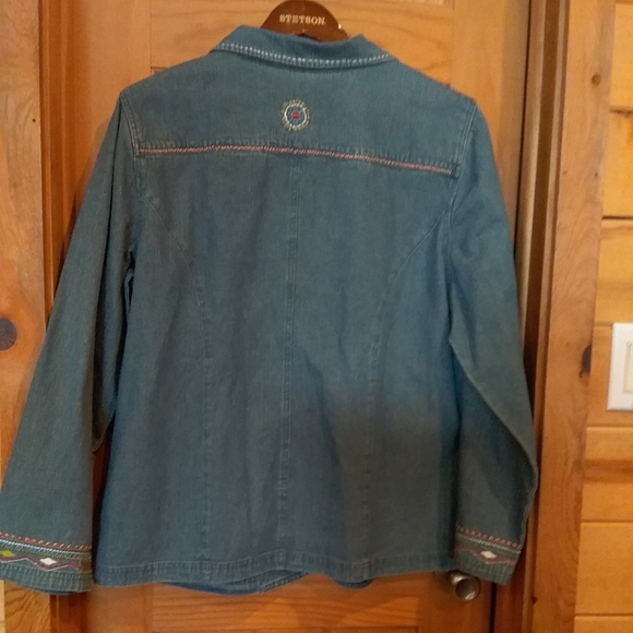 Denuim Jean Embroidered  Jacket Blazer Southwest - Picture 7 of 8